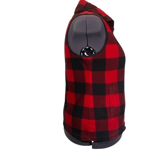 CHAPS Women's red & black buffalo plaid sz XL fleece vest front pockets full zip - Picture 4 of 8